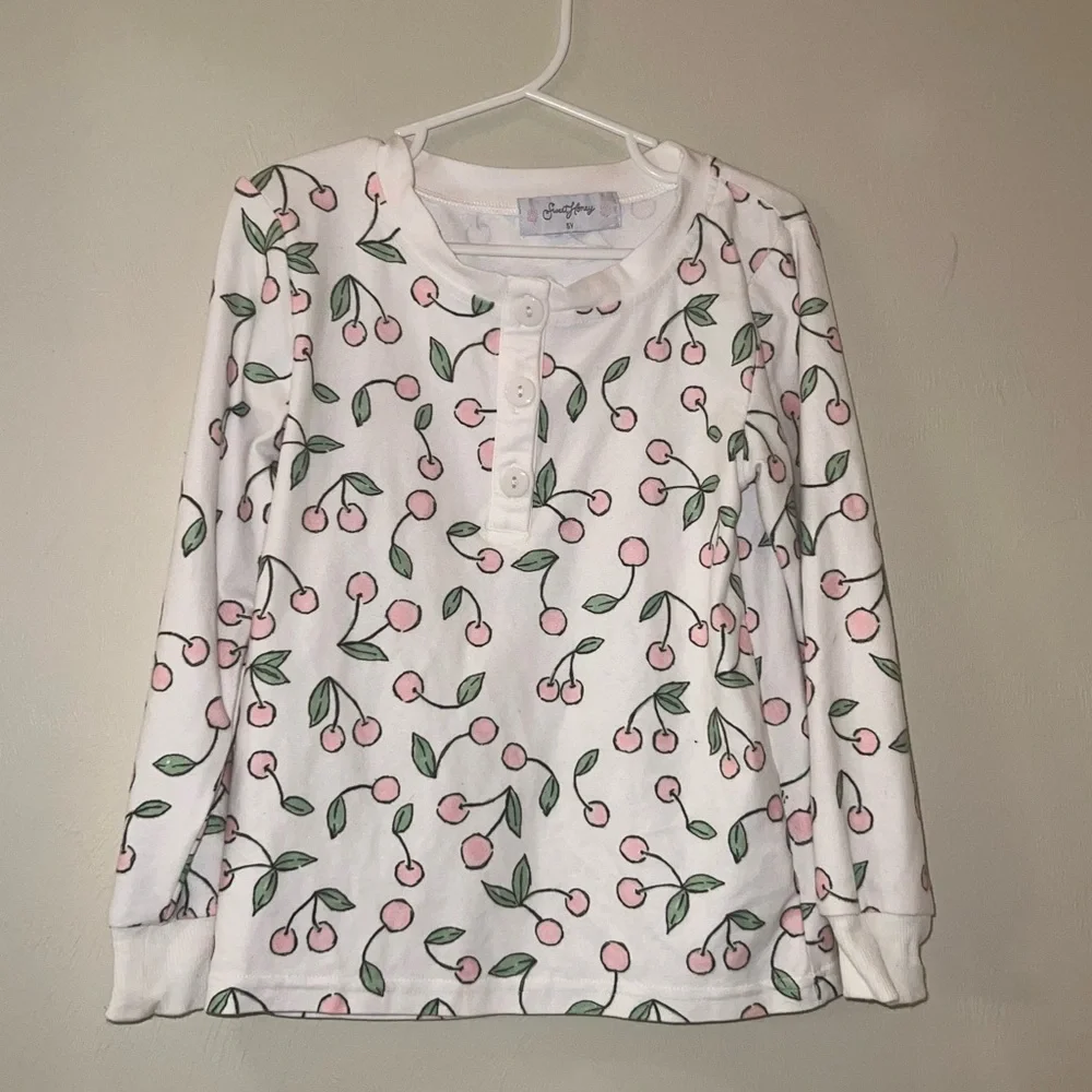 Sweethoney Cherry Print Kids Pajamas Joggers Set